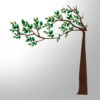 Sticker arbre fleuri vert