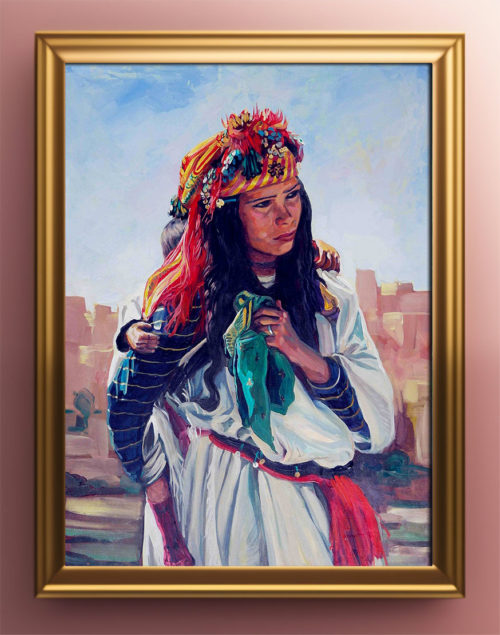 Femme berbère TAMAZIGHT de Benouakas avec son petit enfant